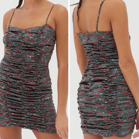 Urban Outfitters Iris Satin Ruched Dress - Picture 1 of 6